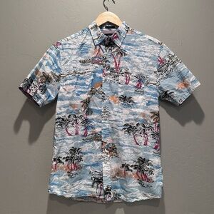 Artistry in Motion Cotton Tropical Hawaiian Short Sleeve Button Down Shirt Sz S
